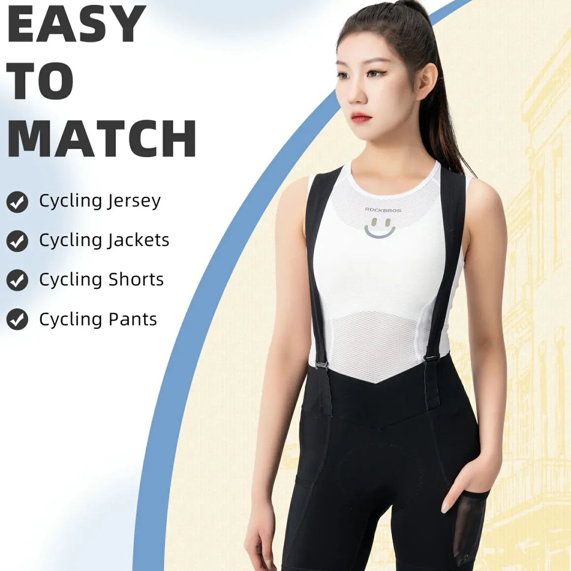 ROCKBROS Breathable Mesh Sleeveless Quick Dry Slim Cycling Base Layer for Women