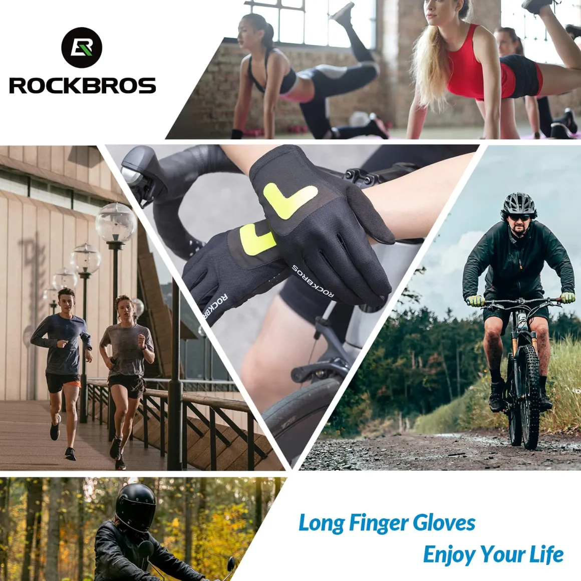 ROCKBROS Breathable Touchscreen Non-Slip Lightweight Cycling Gloves for MTB