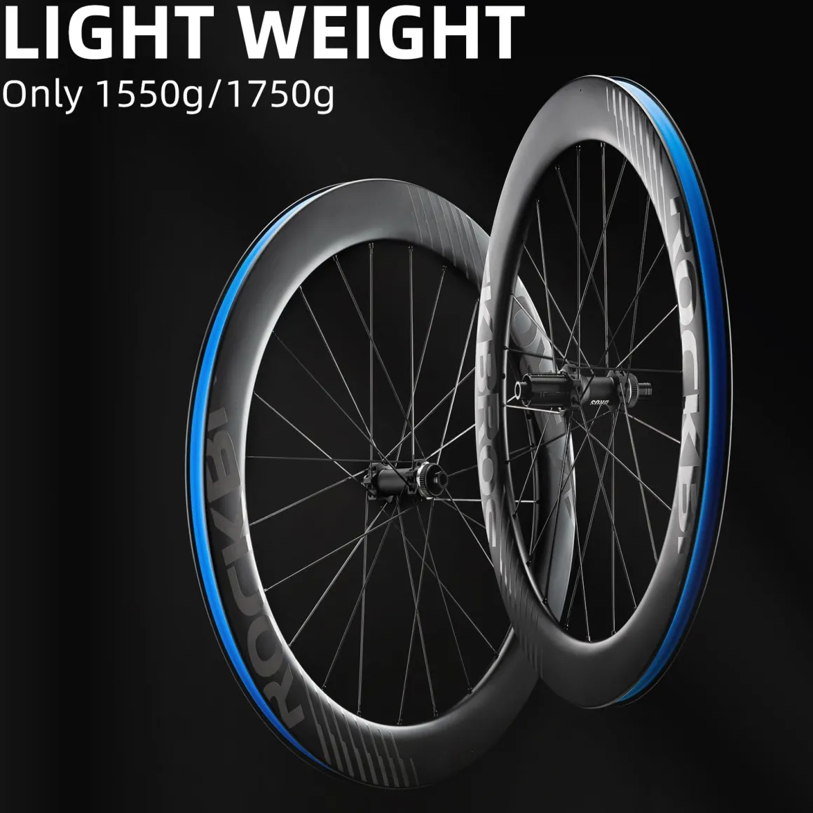 ROCKBROS 700c Carbon Fiber Disc Rim 38/50/65 mm 1.6-1.7 kg Clincher Wheelset