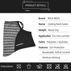 ROCKBROS Cooling Neck Gaiter with Ear Loops Bandana Face Scarf Mask for Men Women