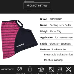 ROCKBROS Cooling Neck Gaiter with Ear Loops Bandana Face Scarf Mask for Men Women