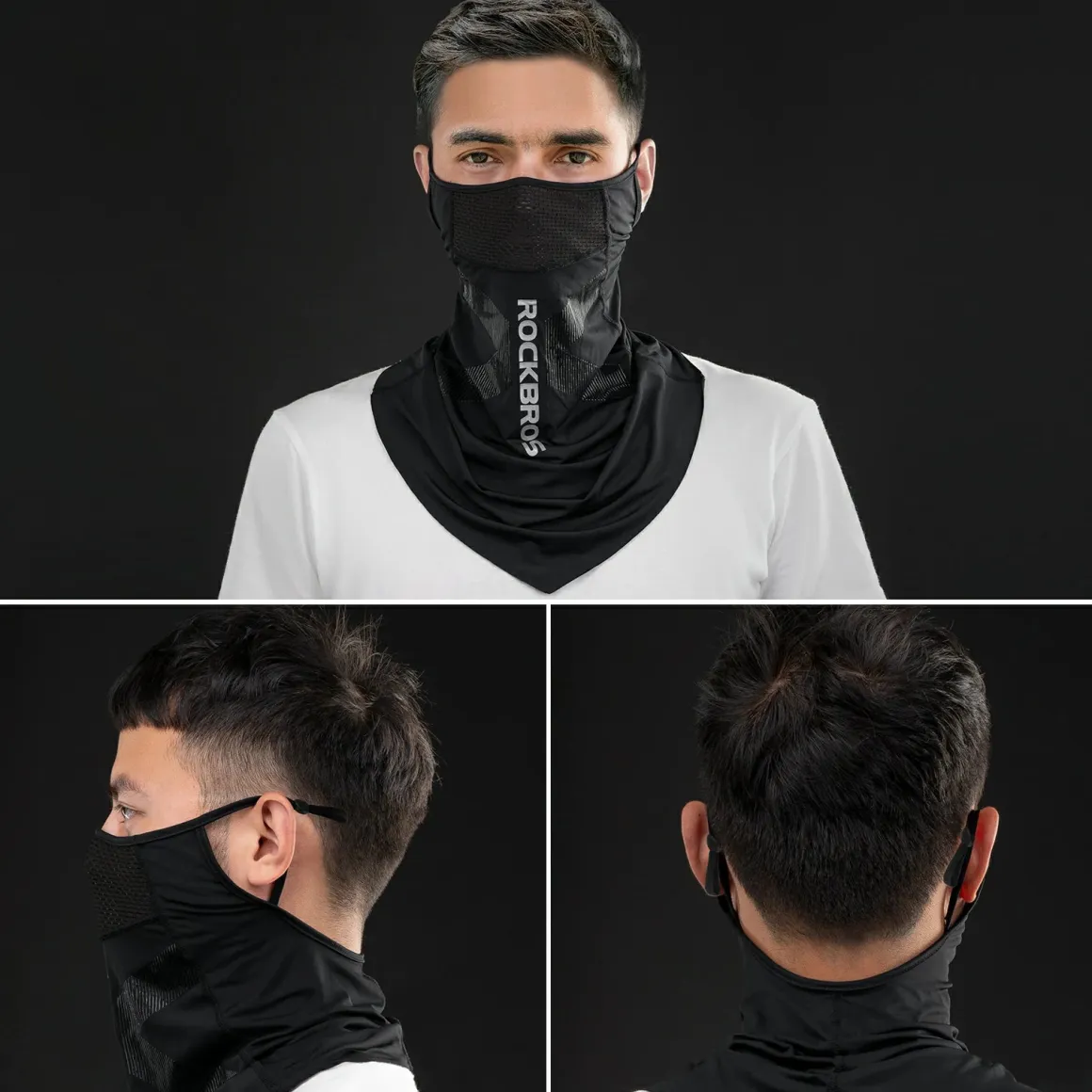 ROCKBROS Cooling Neck Gaiter with Ear Loops – Breathable Summer Face Cover for Cycling Fishing