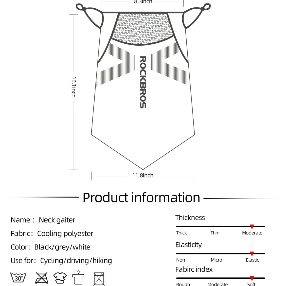 ROCKBROS Cooling Neck Gaiter with Ear Loops – Breathable Summer Face Cover for Cycling Fishing