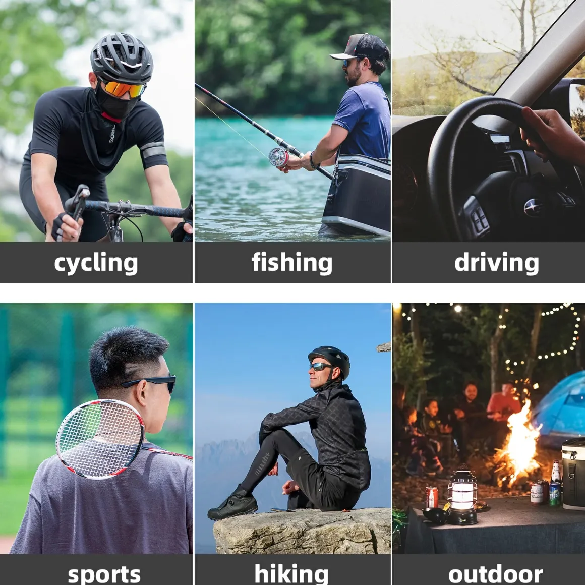 ROCKBROS Cooling Neck Gaiter with Ear Loops – Breathable Summer Face Cover for Cycling Fishing