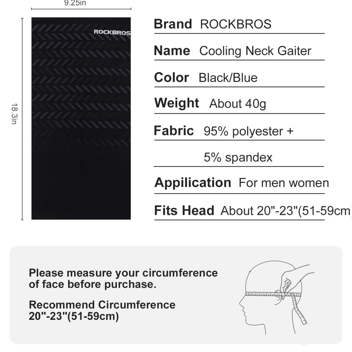 ROCKBROS Cooling Neck Gaiter Face Mask Fishing Scarf Face Cover for Men Women