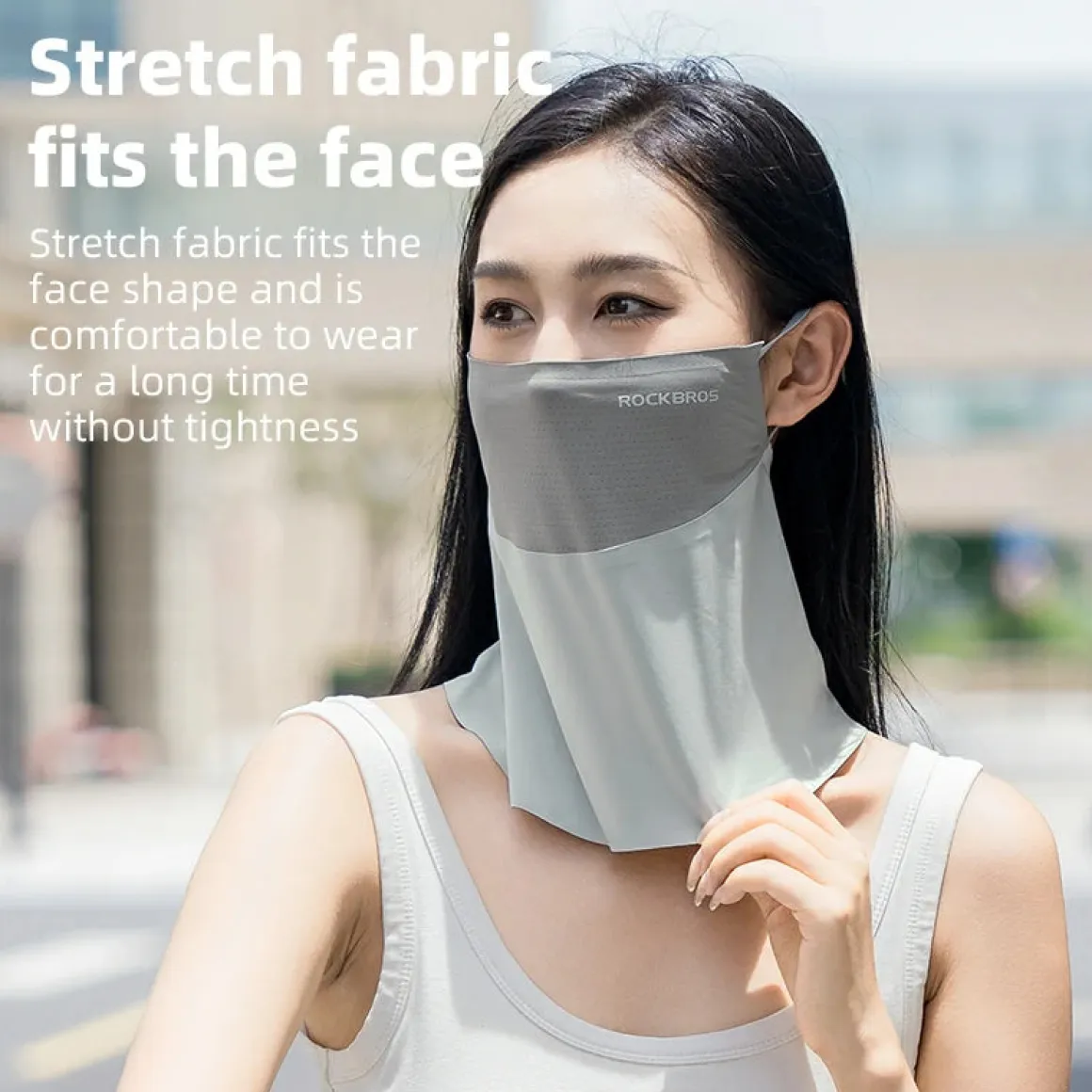 ROCKBROS Cooling Neck Gaiter with Ear Loops – UV Protection for Cycling