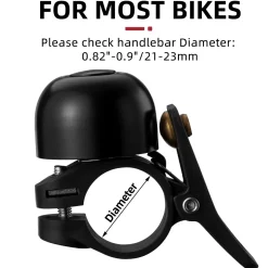 ROCKBROS Copper Alloy Bike Bell, Loud Classic Ring, Fits 21-23mm Handlebars for Adults
