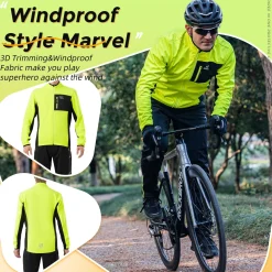 ROCKBROS Cycling Thermal Bike Jackets Winter Warm UP Breathable Windproof 3 Pockets