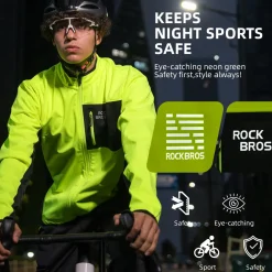 ROCKBROS Cycling Thermal Bike Jackets Winter Warm UP Breathable Windproof 3 Pockets