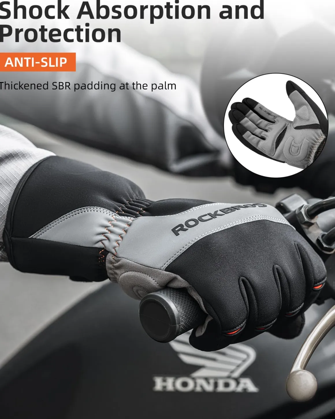 ROCKBROS Cycling Winter Bike Windproof Thermal Gloves with Touchscreen Fingers