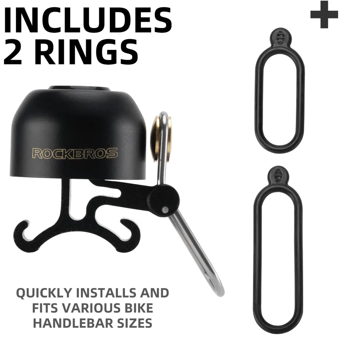 ROCKBROS 100dB Bike Bell, Loud Bicycle Bell for Adults & Kids, Fits 0.87-1.34in Handlebars