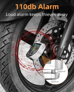 ROCKBROS Disc Brake Lock Motorcycle Alarm Lock Anti-Theft 110db Motorcycle Lock with Reminder Cable Disc Brake vehicle