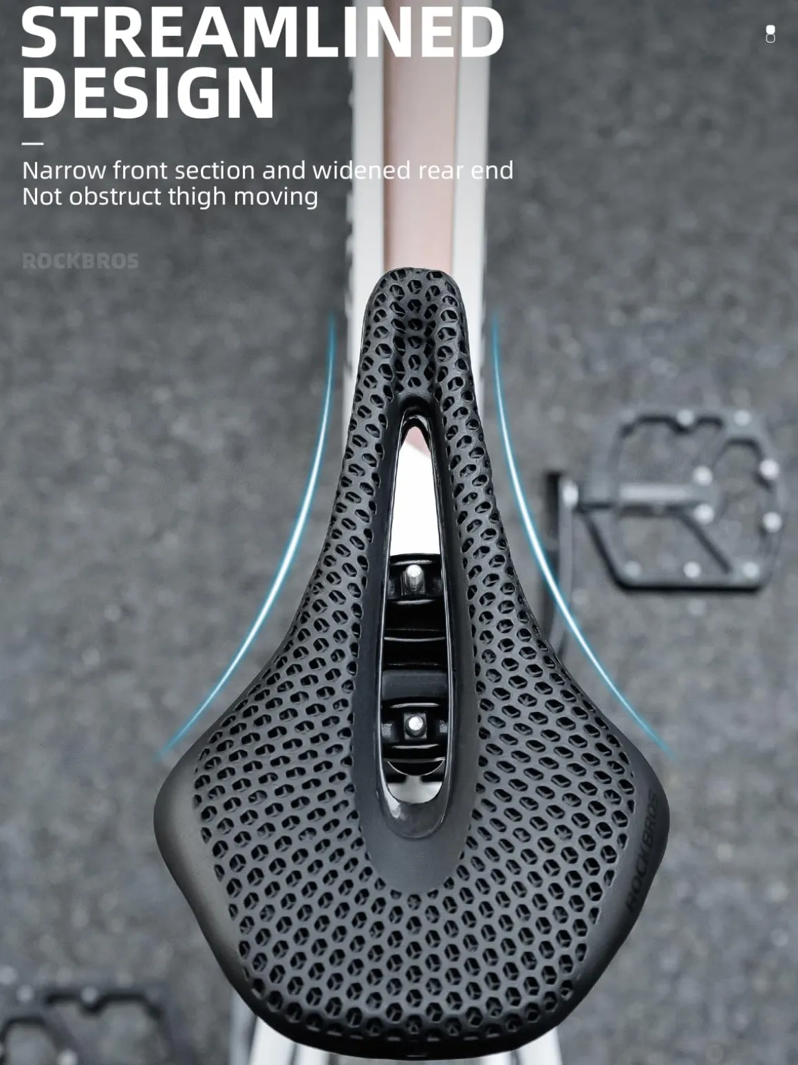 ROCKBROS 3D Printed Carbon Bike Saddle Ergonomic Ultralight Seat