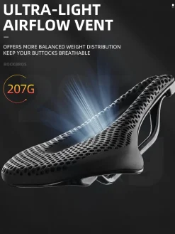 ROCKBROS 3D Printed Carbon Bike Saddle Ergonomic Ultralight Seat