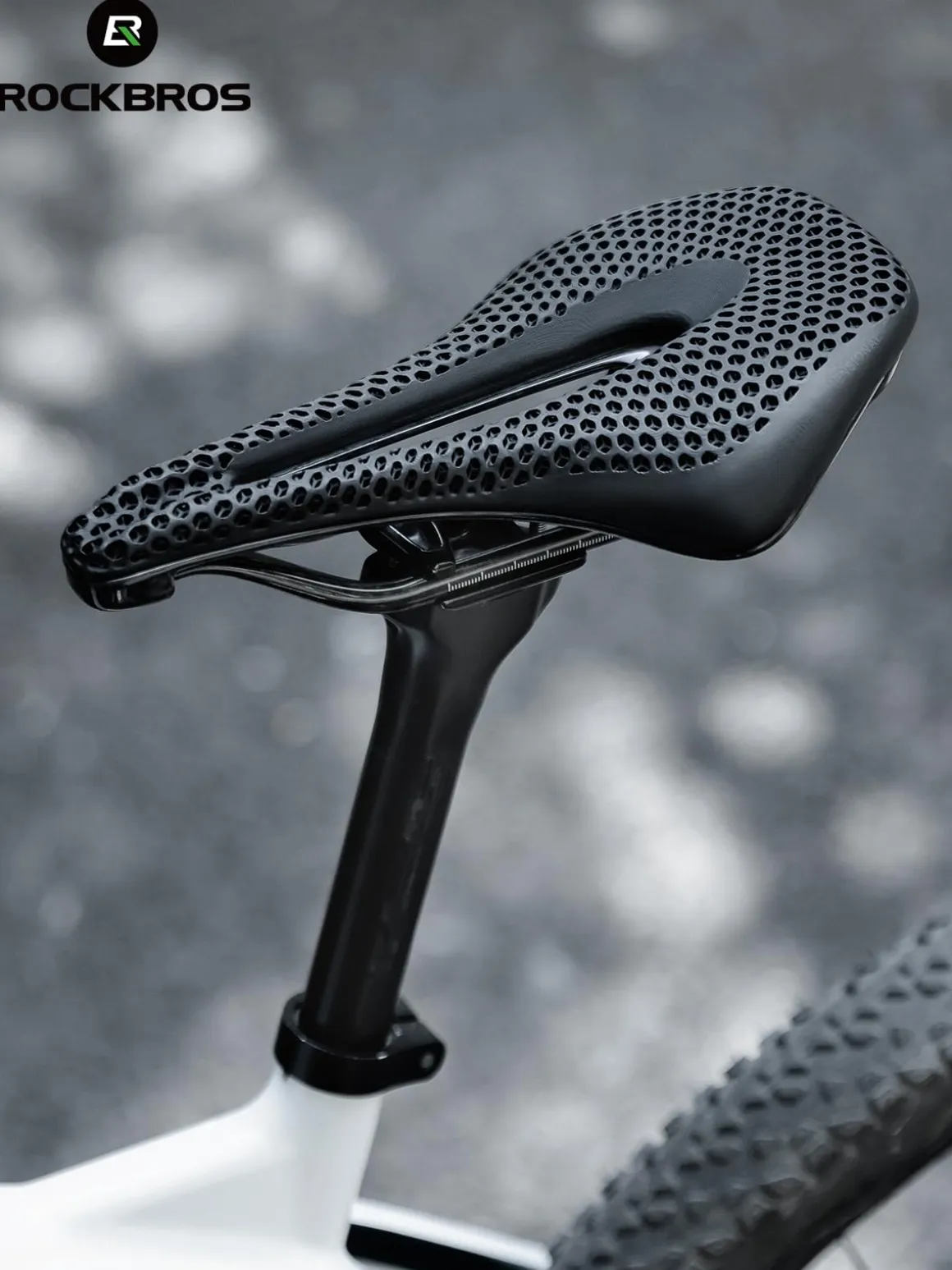 ROCKBROS 3D Printed Carbon Bike Saddle Ergonomic Ultralight Seat