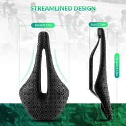 ROCKBROS 3D Printed Carbon Bike Saddle Ergonomic Ultralight Seat