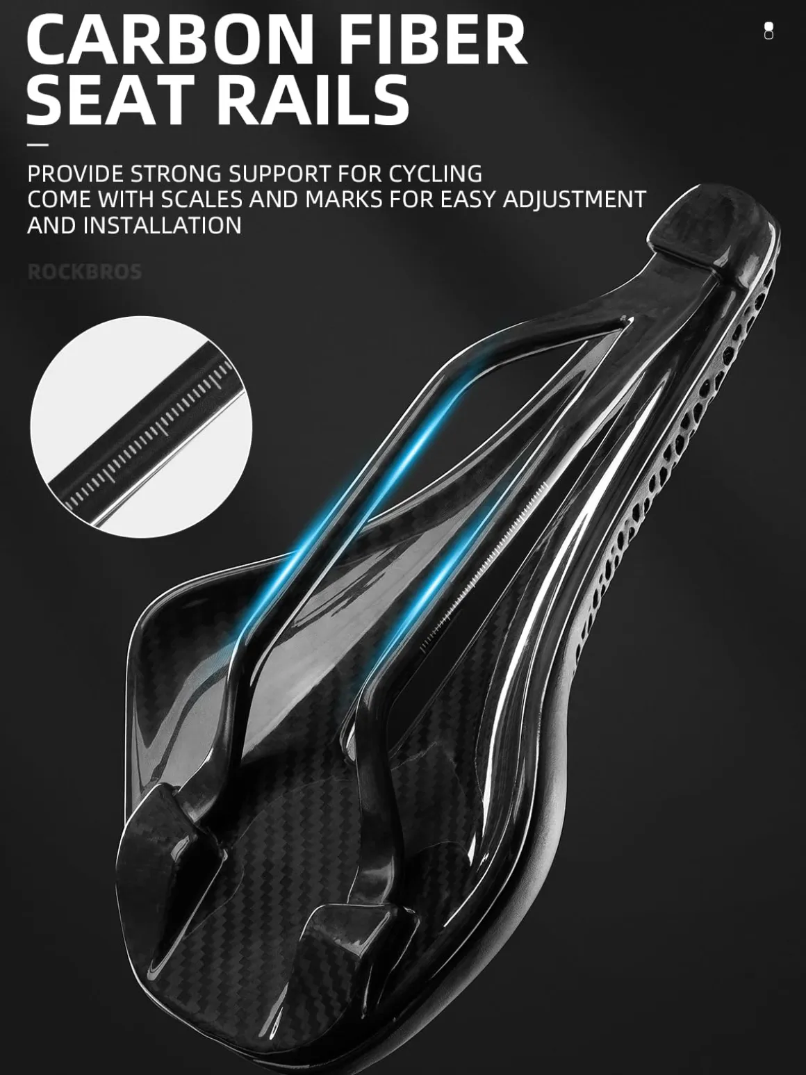 ROCKBROS 3D Printed Carbon Bike Saddle Ergonomic Ultralight Seat