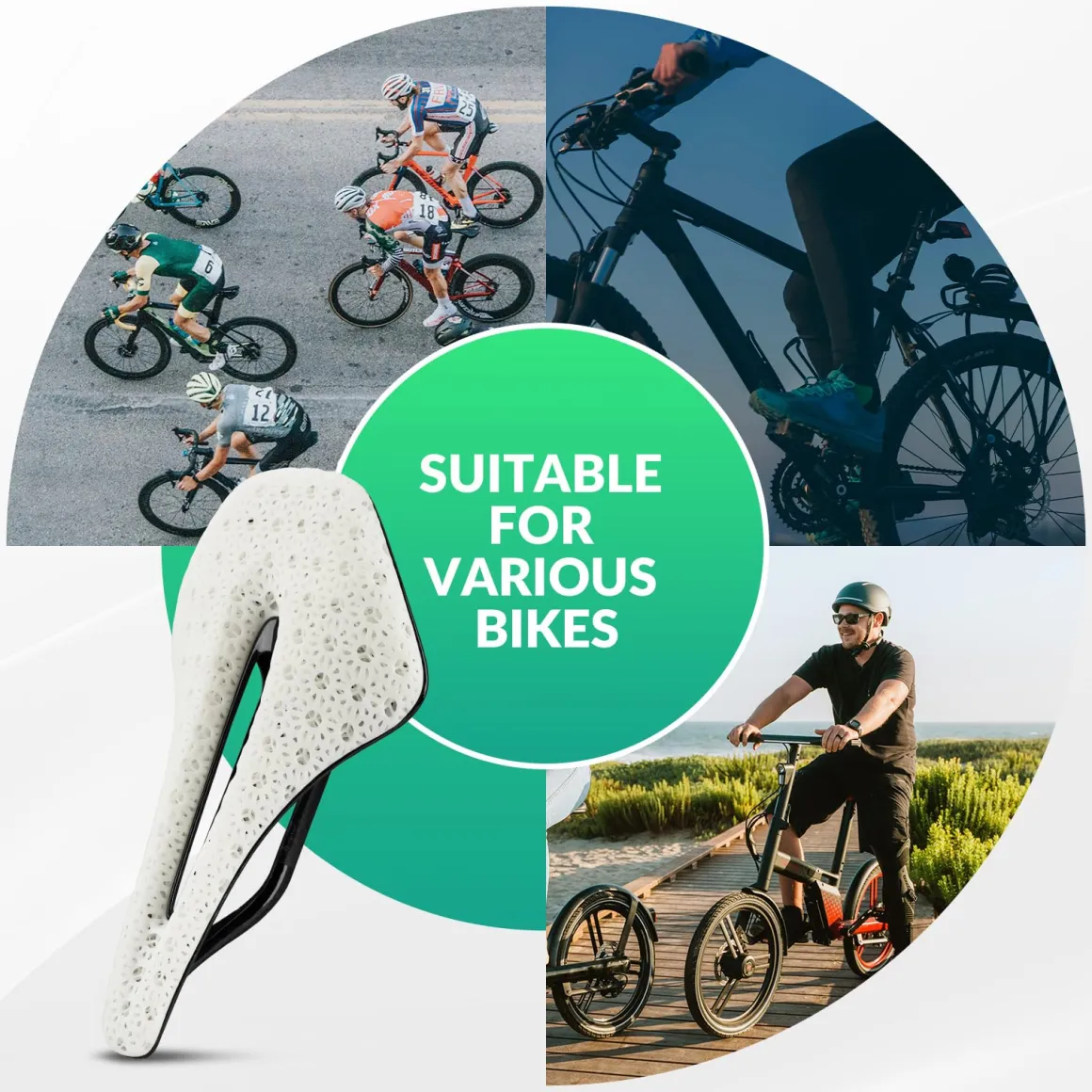ROCKBROS 3D Printed Carbon Bike Saddle Ergonomic Ultralight Seat