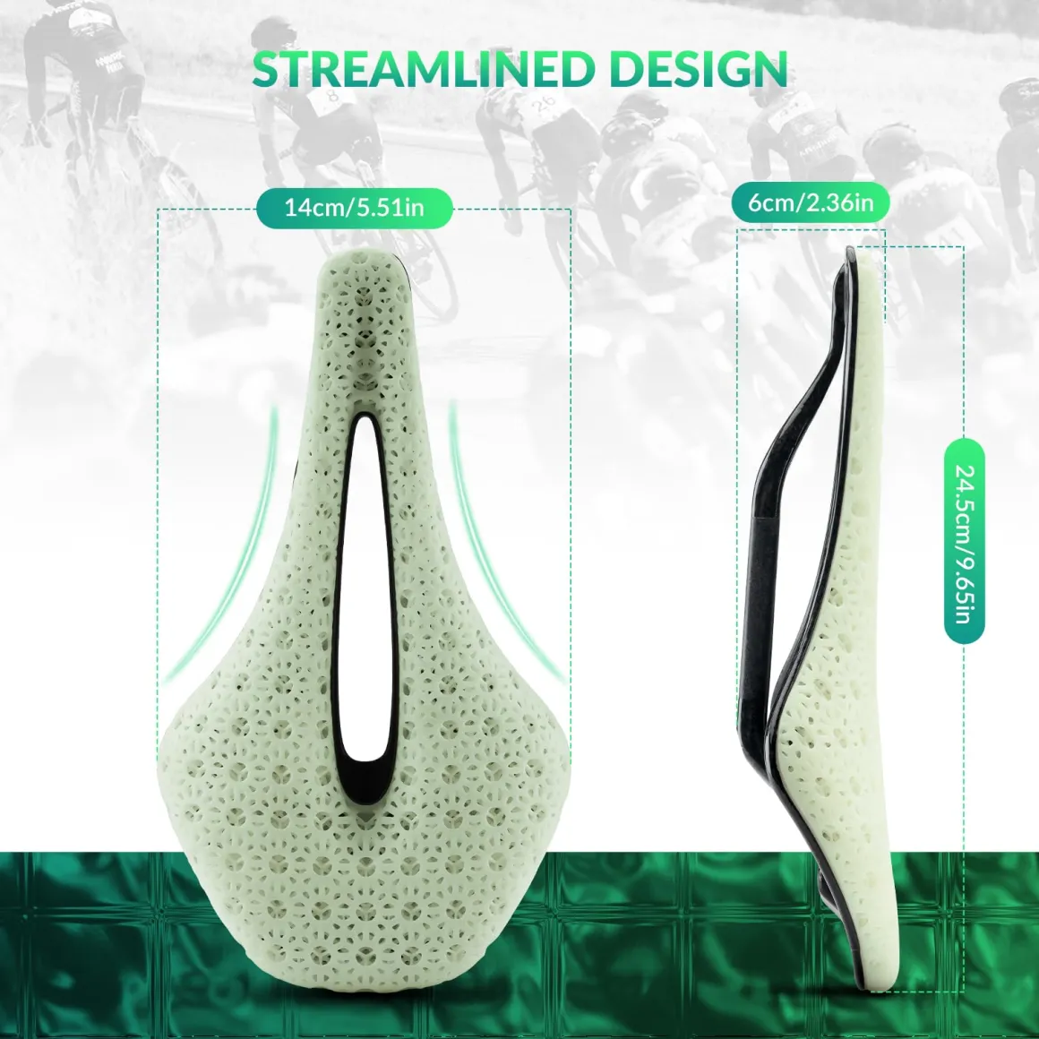 ROCKBROS 3D Printed Carbon Bike Saddle Ergonomic Ultralight Seat