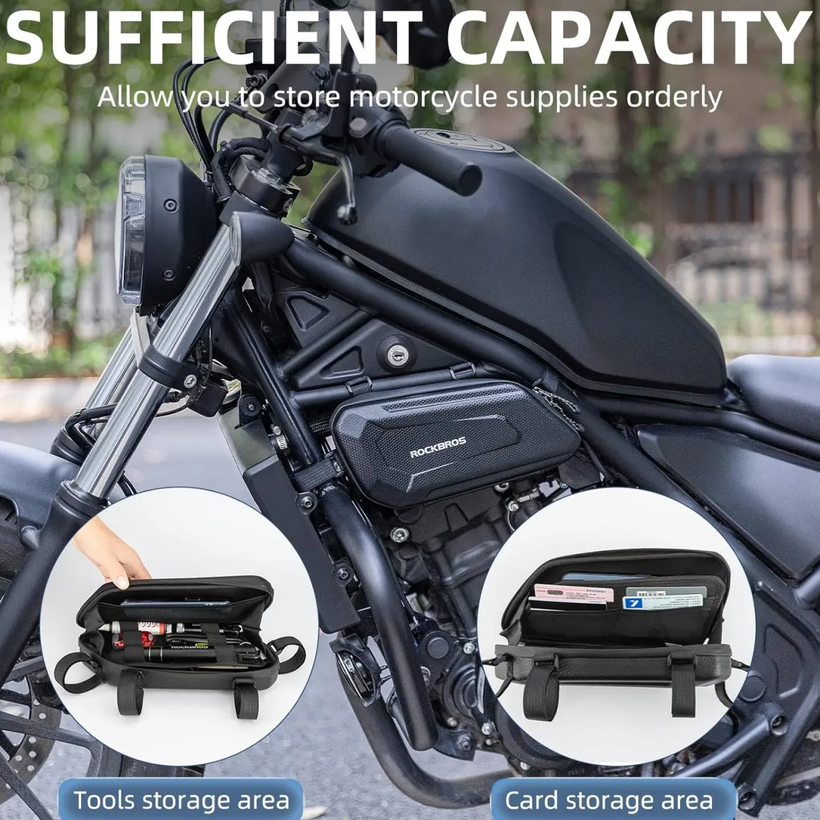 ROCKBROS EVA Hard Shell Motorcycle Tool Bag - Water-Resistant Triangle Side Bag