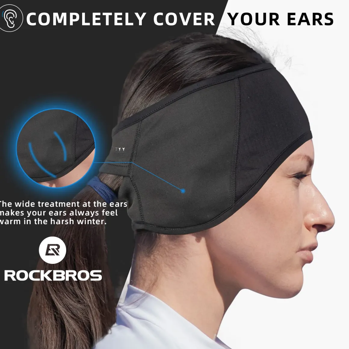 ROCKBROS Fleece Ear Warmers Headband for Men & Women, Warm Ear Cover