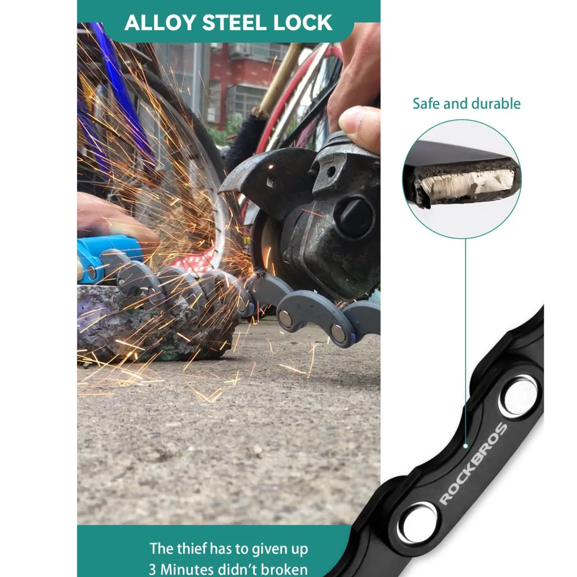 ROCKBROS Folding Bike Lock Anti-theft Alloy Lock with Mounting Bracket