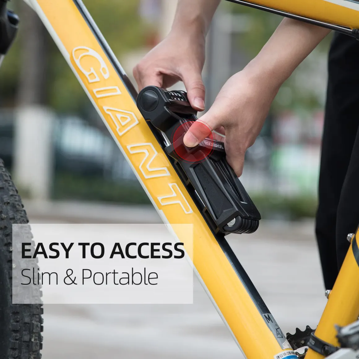 ROCKBROS Folding Bike Lock Heavy Duty Anti-Theft 4-Digit Combination Lock with Mount
