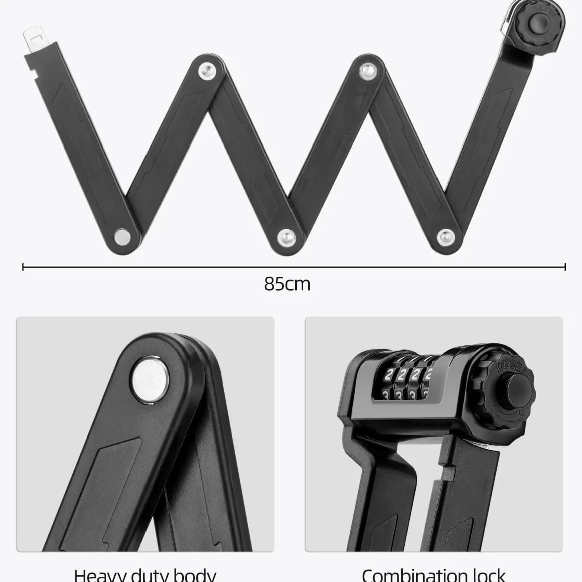 ROCKBROS Folding Bike Lock Heavy Duty Anti-Theft 4-Digit Combination Lock with Mount