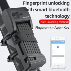 ROCKBROS Folding Bike Lock Smart Fingerprint Heavy Duty Anti Theft Bike Lock