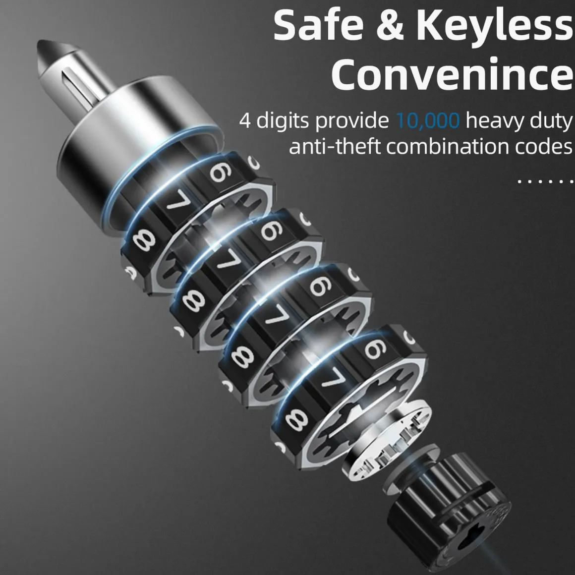ROCKBROS 3.2FT Heavy Duty Bike Chain Lock Anti-Theft Security Lock Resettable Combination 2 Keys