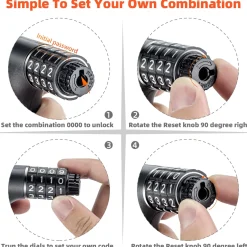 ROCKBROS 3.2FT Heavy Duty Bike Chain Lock Anti-Theft Security Lock Resettable Combination 2 Keys