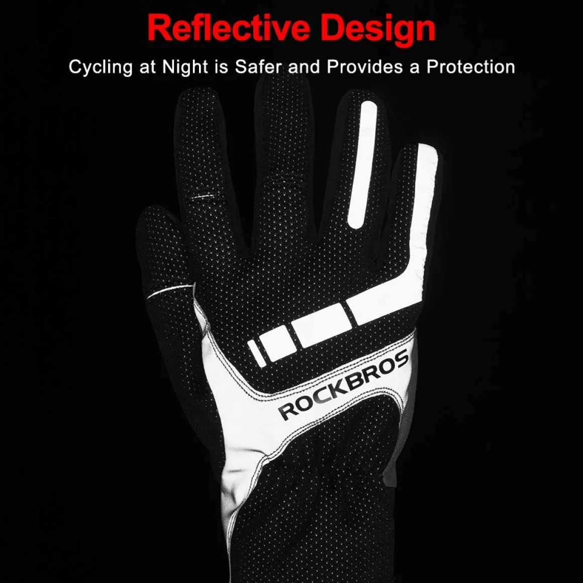 ROCKBROS Full Finger Cycling Gloves for Men, Motorcycle and Mountain Bike Gloves