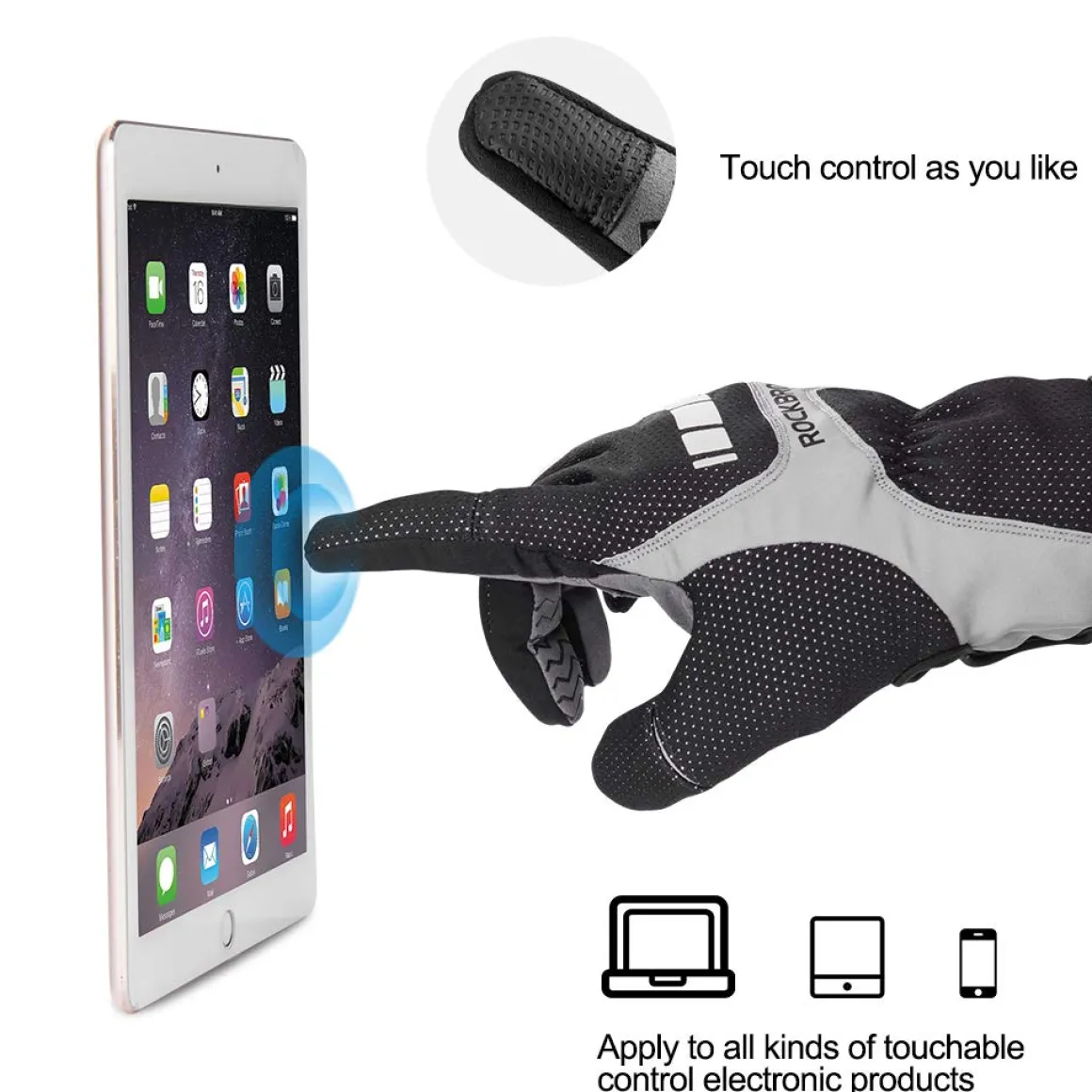 ROCKBROS Full Finger Cycling Gloves for Men, Motorcycle and Mountain Bike Gloves