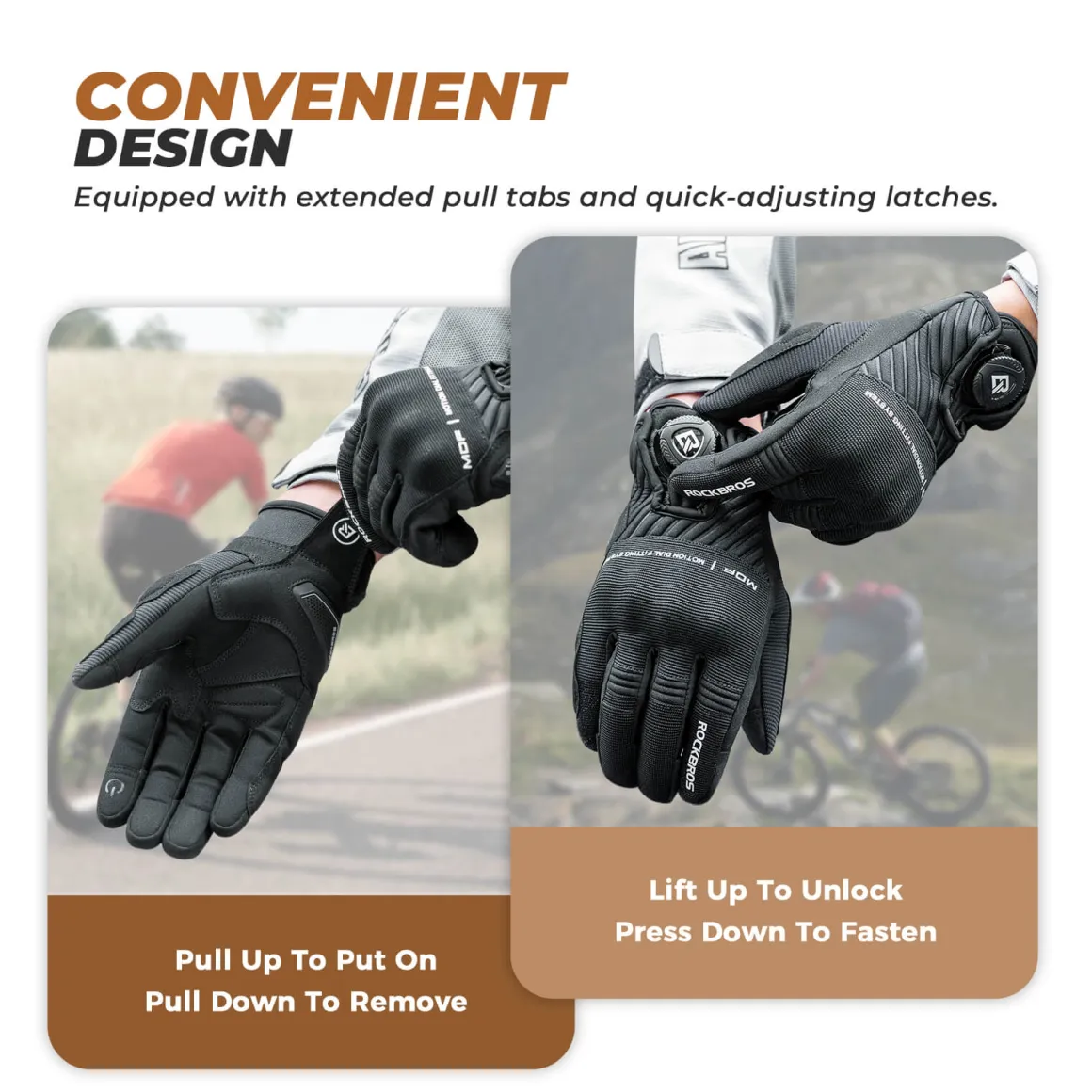 ROCKBROS Full Finger Cycling Gloves Touchscreen Breathable Flexible Padded