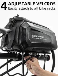 ROCKBROS Hard Shell Bike Rack Bag Waterproof 9L Capacity with Shoulder Strap