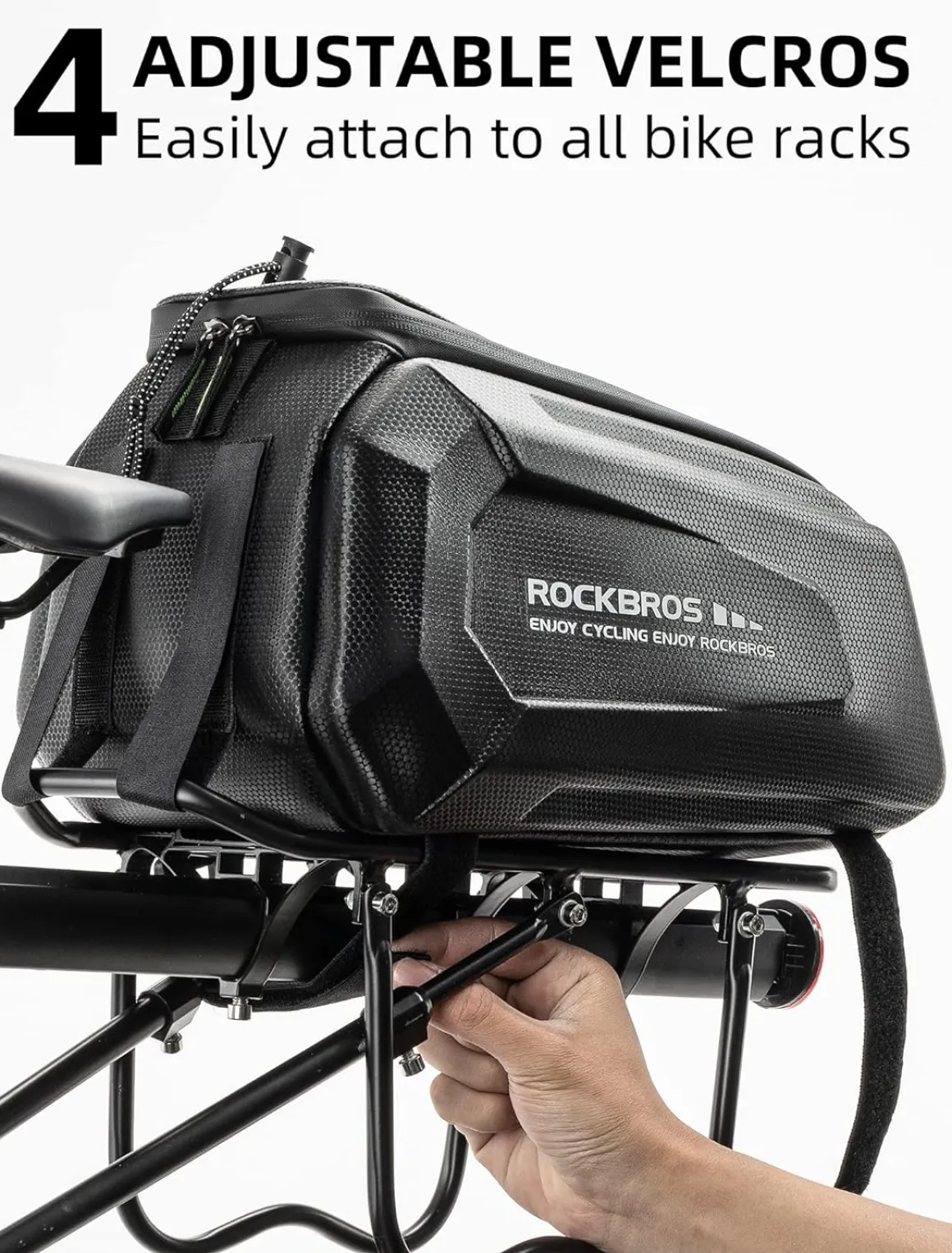 ROCKBROS Hard Shell Bike Rack Bag Waterproof 9L Capacity with Shoulder Strap