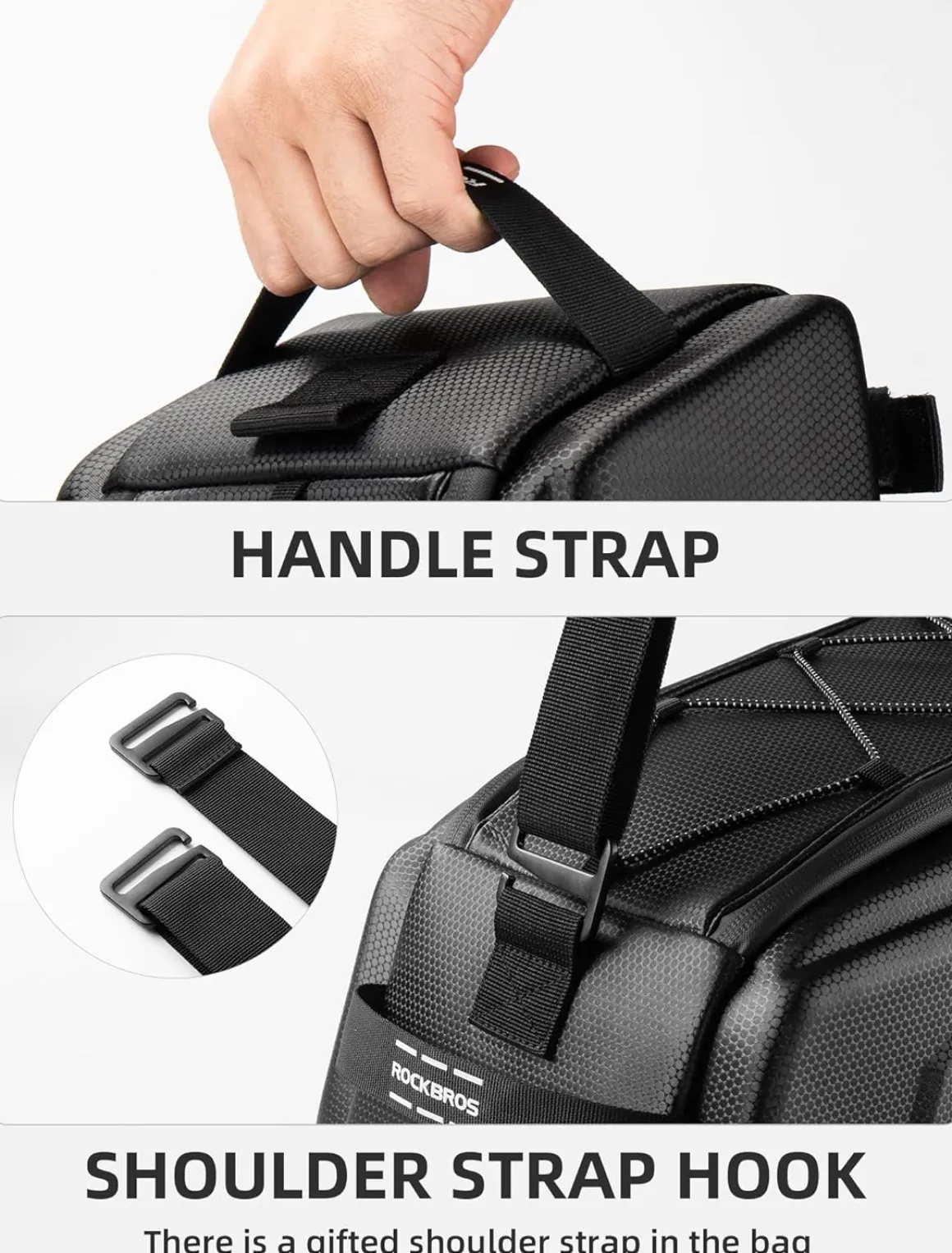 ROCKBROS Hard Shell Bike Rack Bag Waterproof 9L Capacity with Shoulder Strap