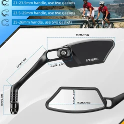 ROCKBROS HD Blast-Resistant Bike Mirror Adjustable Handlebar Mount 21-26mm