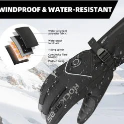 ROCKBROS Heated Gloves, Rechargeable Winter Touchscreen Gloves for Cycling, Skiing, Motorcycling