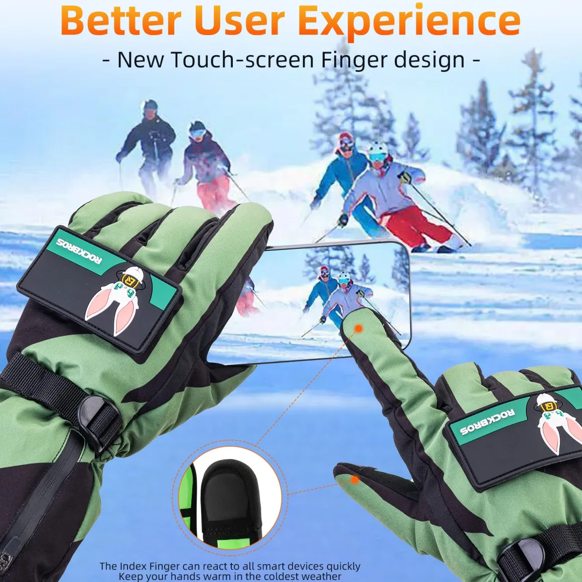 ROCKBROS Heated Gloves, Rechargeable Winter Touchscreen Hand Warmers for Men Women