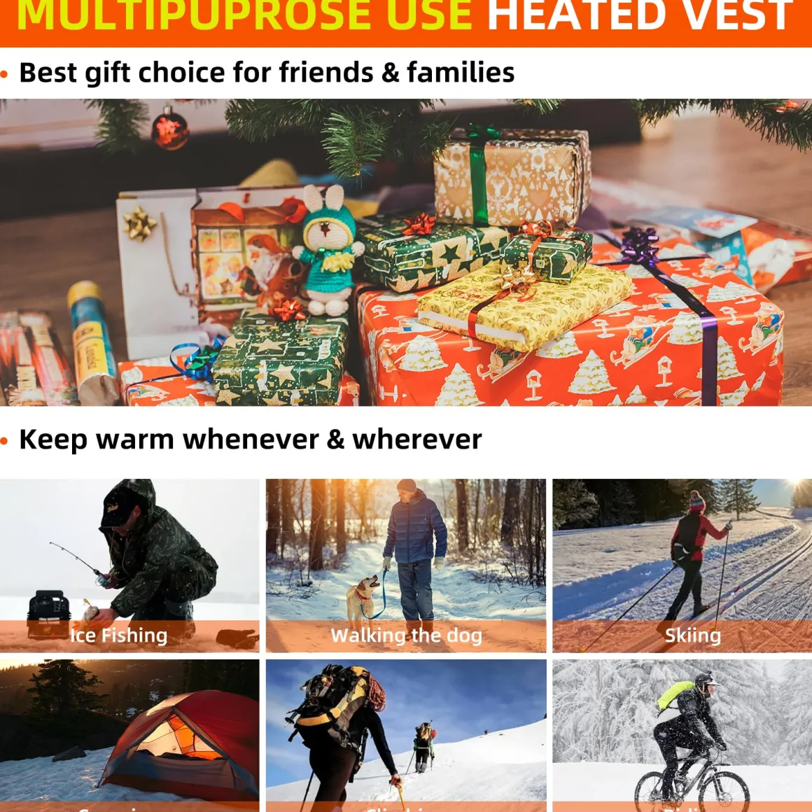 ROCKBROS Heated Vest – Fast Heating, 5 Zones, Unisex, Washable