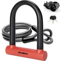 ROCKBROS Heavy Duty Anti Theft Bike U Lock for Bikes eBikes Motorcycles Scooters