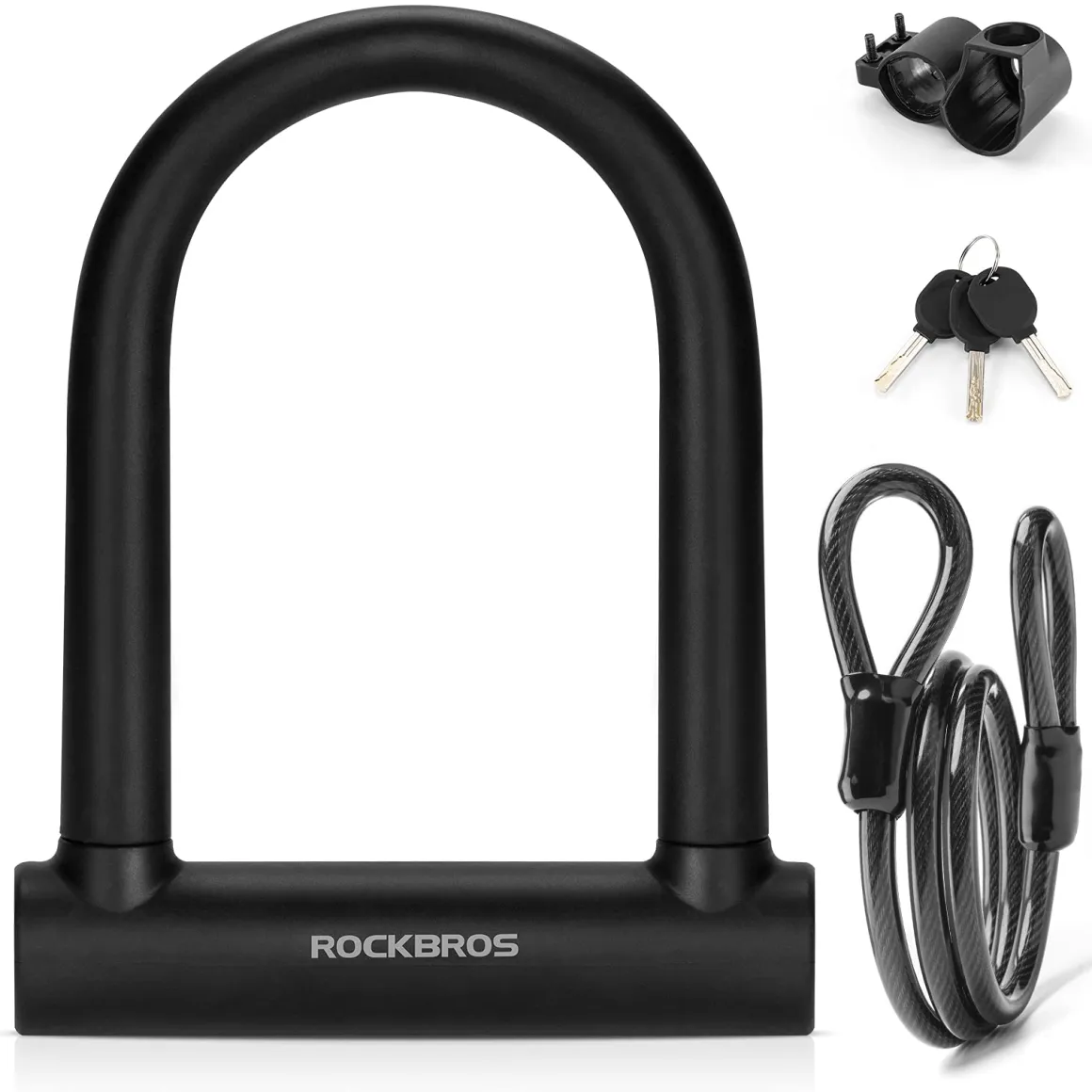 ROCKBROS Heavy Duty Anti Theft Bike U Lock for Bikes eBikes Motorcycles Scooters