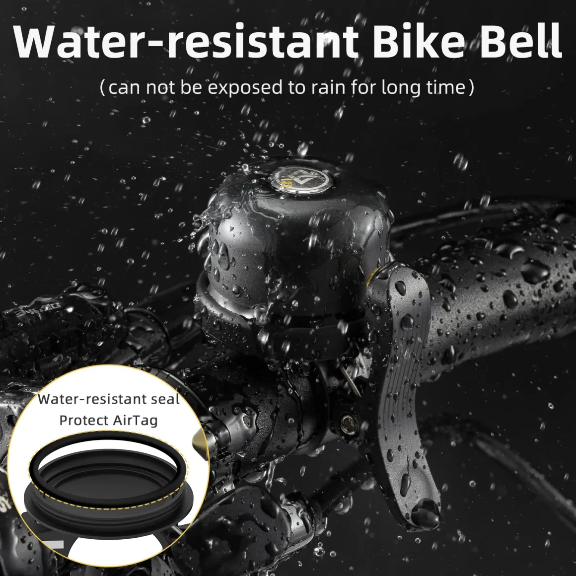 ROCKBROS Hidden AirTag Bike Bell, Anti-Theft GPS Tracker for 0.87"/22.2mm, 1"/25.4mm, 1.25"/31.8mm Handlebars