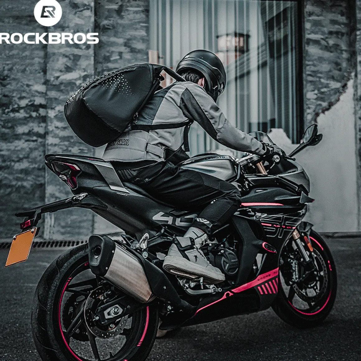ROCKBROS High-Capacity 14.5L Helmet Backpack with Reflective Safety Design