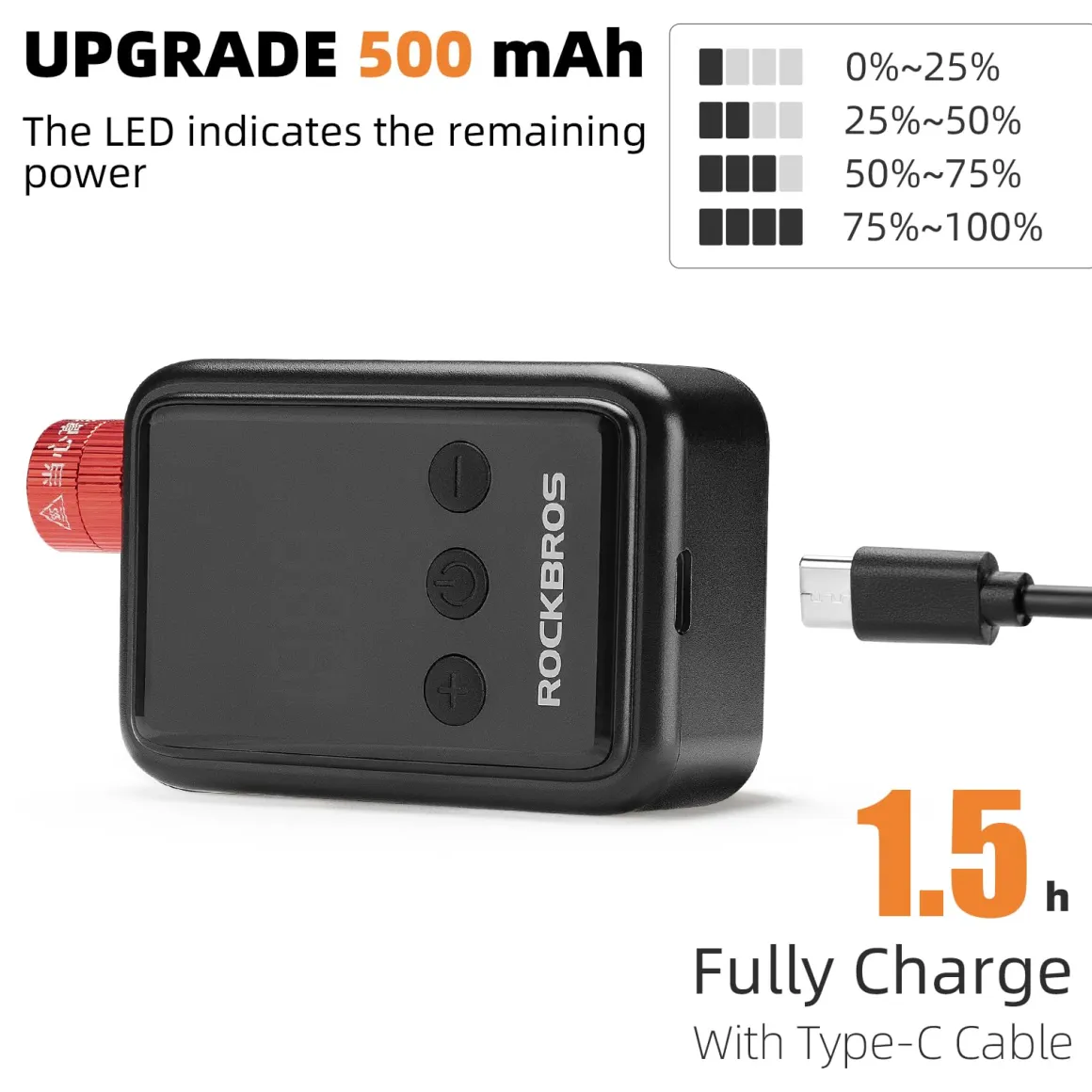 ROCKBROS HW140 Mini Electric Air Bike Tire Pump 150PSI 500mAh