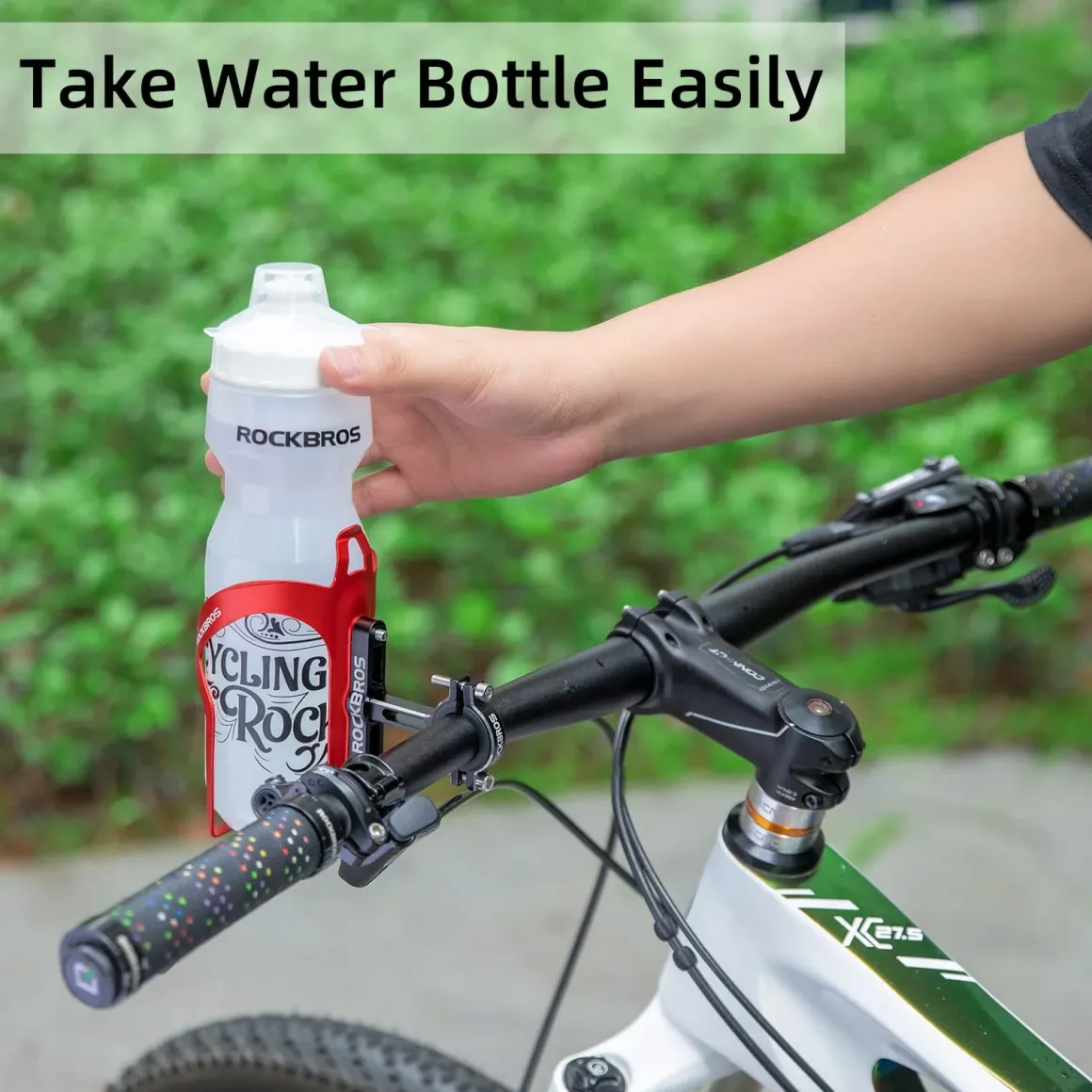 ROCKBROS 2-in-1 Bike Cup Holder Adjustable Bottle Cage for Handlebars & Seat Post