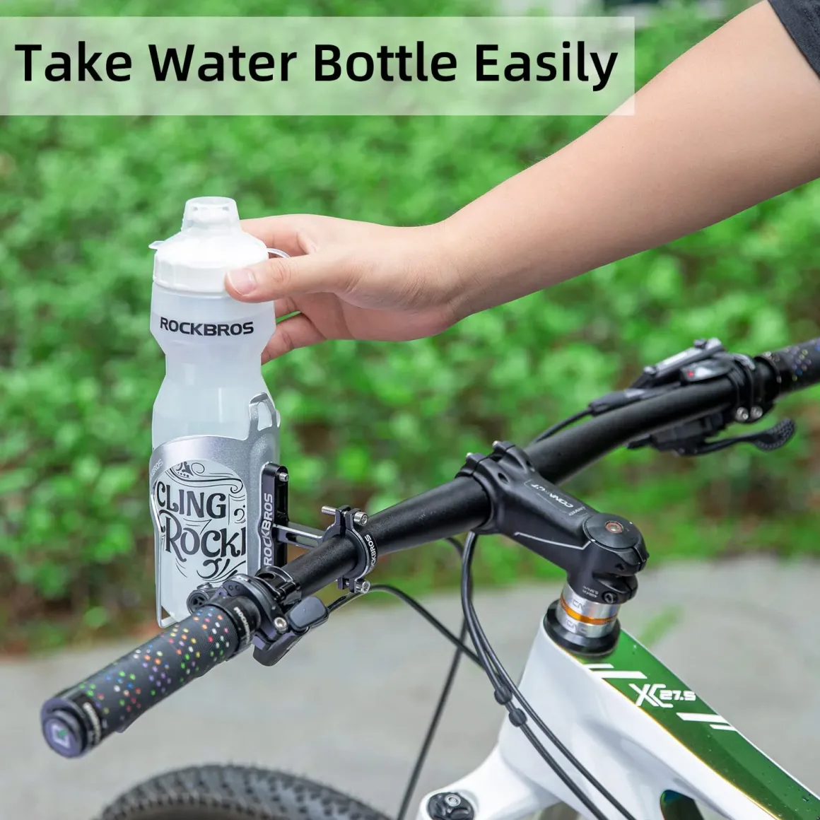 ROCKBROS 2-in-1 Bike Cup Holder Adjustable Bottle Cage for Handlebars & Seat Post