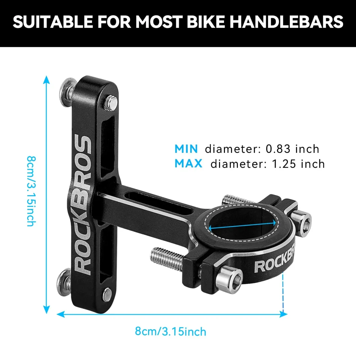 ROCKBROS 2-in-1 Bike Cup Holder Adjustable Bottle Cage for Handlebars & Seat Post