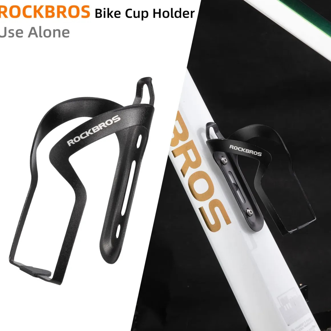 ROCKBROS 2-in-1 Bike Cup Holder Adjustable Bottle Cage for Handlebars & Seat Post